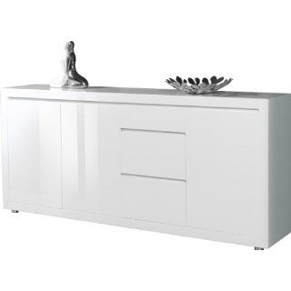 Sideboard 202 cm mit 3 Schubladen & 3 Türen Hochglanz Lack Dekor