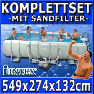 Swimming Pool set Rechteck Stahlwand Frame Schwimmbad 549x274x132 cm