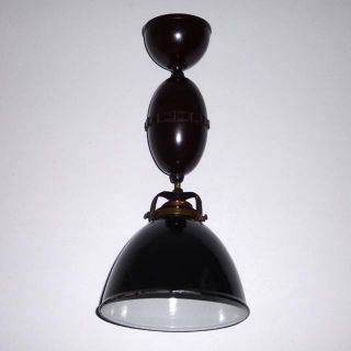 alte Emaille Decken Lampe Fabriklampe Art Deco Bauhaus Bakelit Email