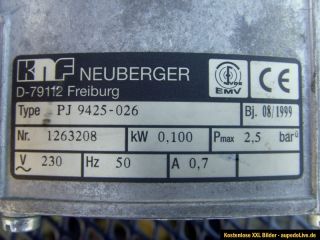 KNF Membranpumpe PJ 09425 026 + 6 bar,   950 mbar, 1080 l/h neuwertig