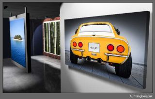 Leinwand Bild Opel GT Gelb Oldtimer Klassiker Auto Bilder Heck