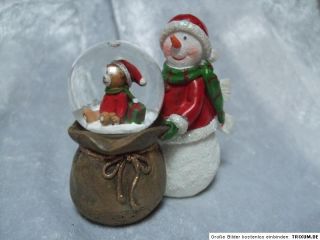 Weihnachten Kleine Schneekugel Weihnachtsmann Sack mit Teddy Neu