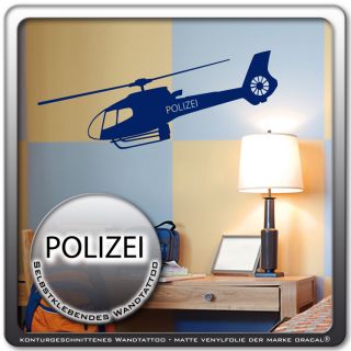 Wandtattoo  Hubschrauber  Polizei Pilot Deko  WT315