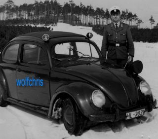 ORIG. FOTO (ABZUG REPRINT) VW OVALI VOLKSWAGEN POLIZEI LÜBECK (50er J