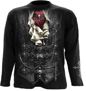 Gothic Biker Metal T Shirt Hemd Longsleeve Pirat Vampir schwarz XL Neu
