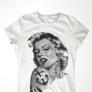 Marilyn Monroe Tattoo Girlie T Shirt Pin up Weiß