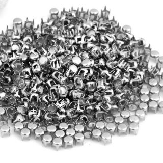 500 4mm Rundnieten Nieten DIY Kegelnieten Ziernieten Silber f. Schuhe