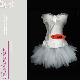 Corsage Kleid Mini Rock Petticoat Tütü weiss Top