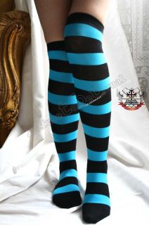 excellent quality over knee high wide stripe stockings. made of cotton