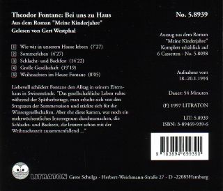 THEODOR FONTANE   CD   Bei uns zu Haus (G.Westphal)