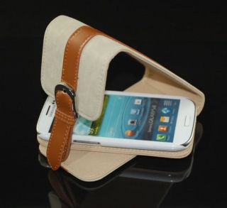 Etui Handyhülle Leder Beige für Samsung Galaxy S3 360°