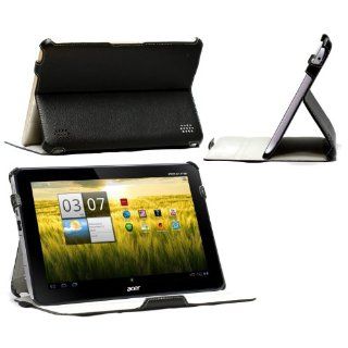 Navitech Multi Stand schwarzes Bycast Leder Case für das Acer Iconia