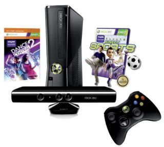 XBOX 360 Slim Konsole 250 GB Kinect Sensor 3 Spiele Kinect Sports NEU