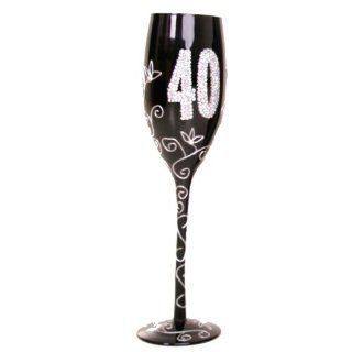 Boxer Schwarzes Champagner Glas zum 40. Geburtstag Küche
