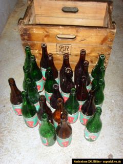 alte Holz Bierkiste Bierkasten mit 25 Bierflaschen,PR Graz,Puntigamer