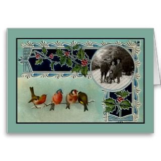 Vintage Birds Christmas Card
