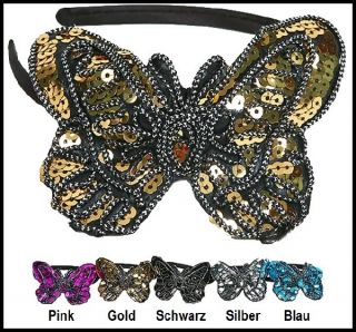 Haarreif Haarreifen Schmetterling Butterfly Pailletten