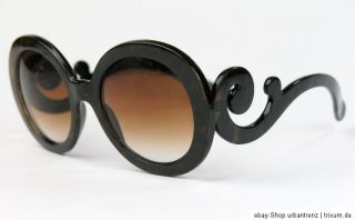 Vintage Damen Sonnenbrille rund NEU Baroque Hornbrille Art Deco