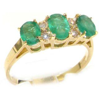 Damen Ring 18 Karat (750) Gelbgold mit Smaragd Diamant   Größe 50