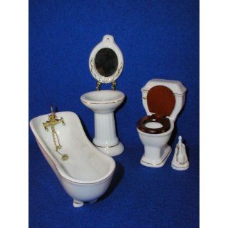 Badezimmer Set (Badewanne, Toilette, Waschbecken, Spiegel und
