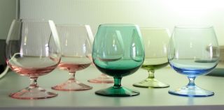 Friedrich Glas Buntglas 6 kleine Cognacschwenker