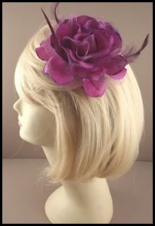 Haarblüte Brosche Haarspange Blume Rose Stoffrose Feder