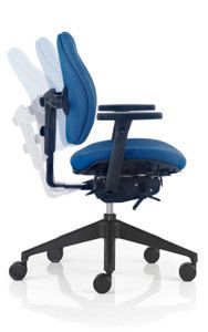 Ergonomischer Bürodrehstuhl, Bezug blau, mit geteilter Rückenlehne