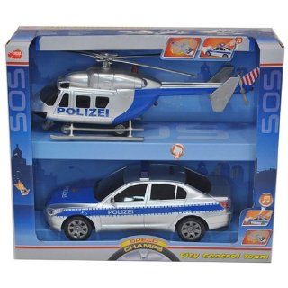 Dickie 335 3555   Polizei Team, Helikopter mit Freilauf, Auto mit