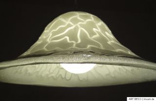 Art Déco Jugendstil Lampe Hängeleuchte Muranoglas Weiß mit