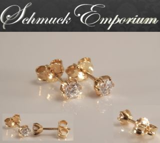 Ohrstecker 6 Stotzen 2x Diamant 0,35ct 750 Gold Gelbgold