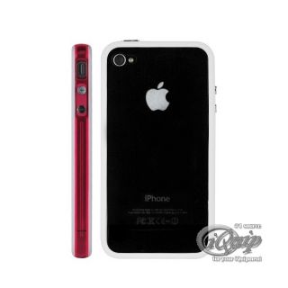 iPhone 4 Silikon Bumper Hülle Case Schale Pink Weiß