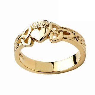 10k Gold Irish Claddagh Heart & Trinity Knot Shank Ring US 5.5/UK K