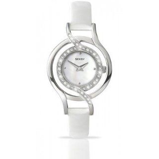 Seksy Ladies Mother Of Pearl Dial White Leather Strap Watch 4523