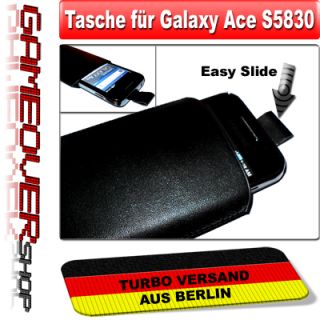 Samsung Galaxy Ace GT S5830   LEDER TASCHE HÜLLE CASE COVER ETUI