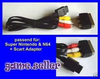 N64 Nintendo 64 + SNES Scart Kabel AV Chinch TV Kabel