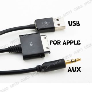 USB AUX Auto Audio Datenkabel Ladekabel Kabel 3,5mm Klinke f. iPhone 4