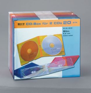 20 bunte CD Hüllen Slimcase Box Aufbewahrung rot blau
