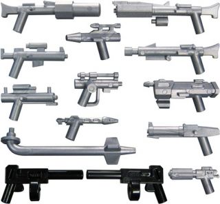 LEGO Star Wars / Little Arms Waffenset Blaster 12x silber, 2x schwarz