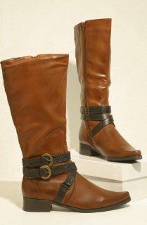 Damen Stiefel Reiter Style braun Schuhe & Handtaschen