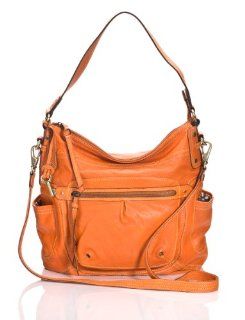 FOSSIL Damen Handtasche Schultertasche aus orangem Leder Kenya LRG