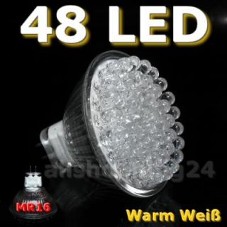 48 LED MR16 Lampe GU5.3 LED Halogen Spot 230V Warmweiß