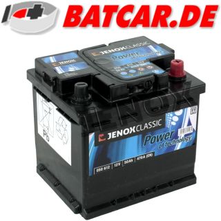 Jenox Classic12V 50Ah 470 A/EN Starterbatterie Autobatterie ersetzt