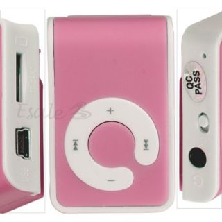 Micro SD/TF Karte USB MP3 Musik Player Spieler Clip + Ohrhörer Pink