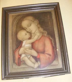 original Heiligenbild nach M.J.Hummel, Maria mit Kind,Holzrahme n