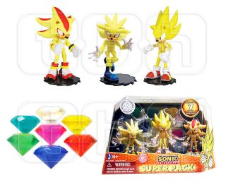 SONIC SUPER PACK figures THE HEDGEHOG silver SHADOW 3 PACK w/7