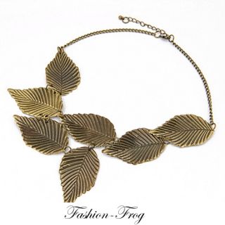 Halskette Kette Collier Blatt Blätter Laub vintage gold