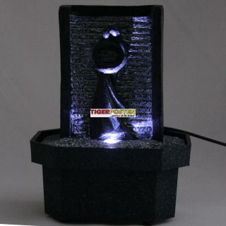 LED Zimmerbrunnen mit Wasserpumpe Tisch Brunnen aus Kunststoff