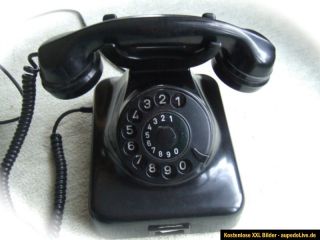 altes POST Telefon W48 in schwarz für Sammler mit Anschlußschnur TAE