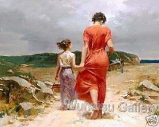 Wuhaisu Artist Gallery Portait Oil Painting Girls beach walk 