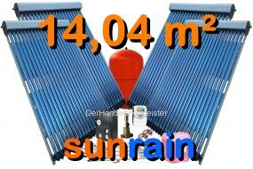 SunRain Solar Solaranlage 80 Vakuumröhren Heatpipe Kollektor 15 m²
